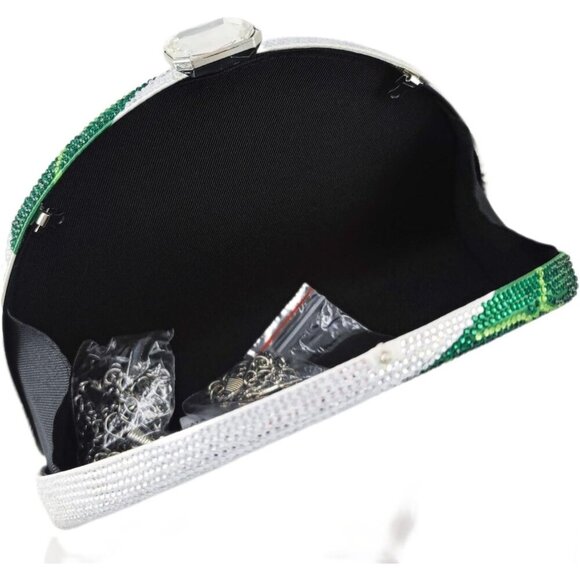 ❤️ Parrot Bag Women Crystal Clutch Cocktail Prom Bird Party Handbags Rhinestone - Picture 6 of 9